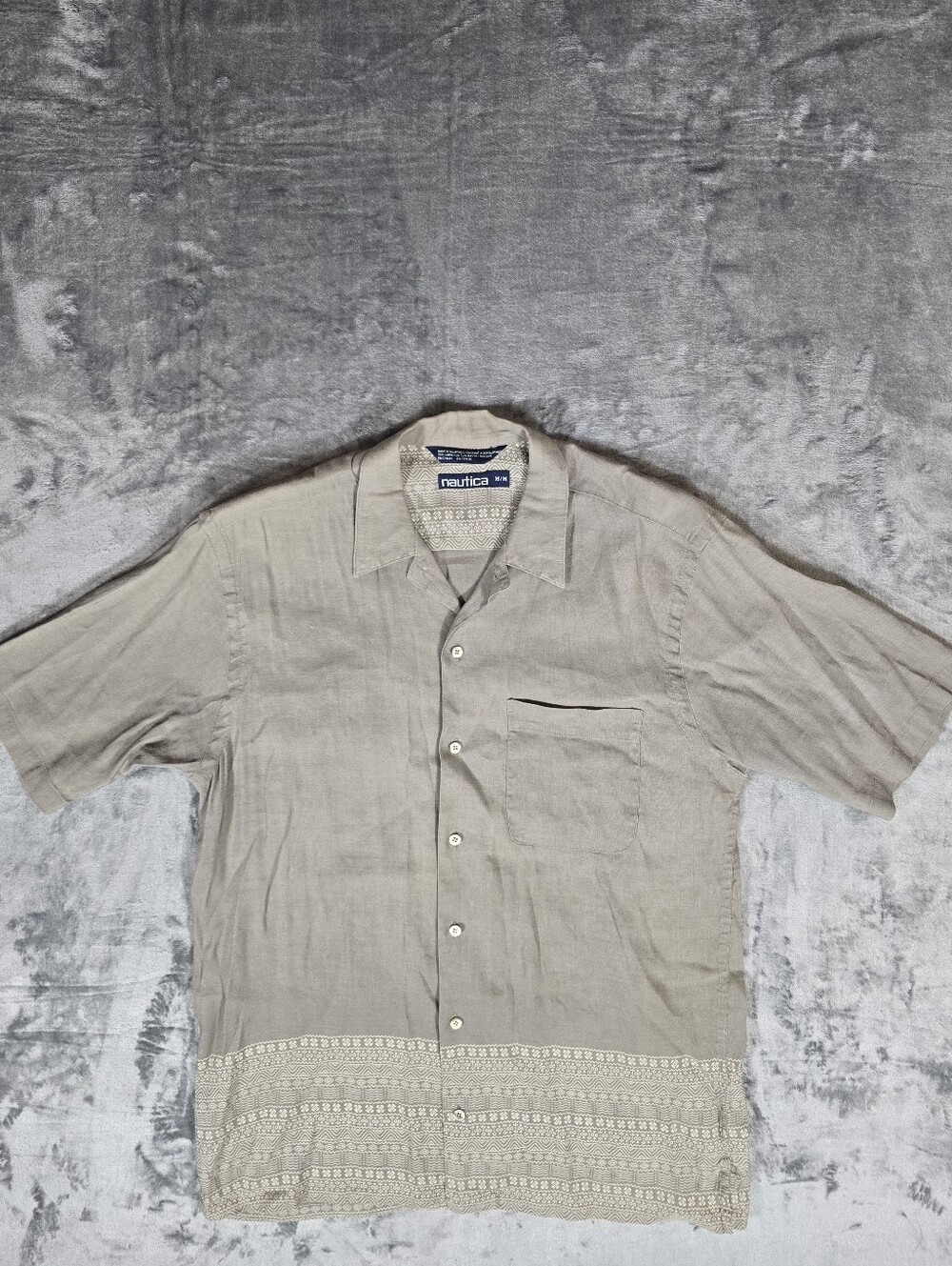Vintage Nautica Linen Button Up Shirt Size Medium